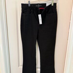 WHBM White House Black Market Skinny Flare Leg Black Jeans Size 4L NEW